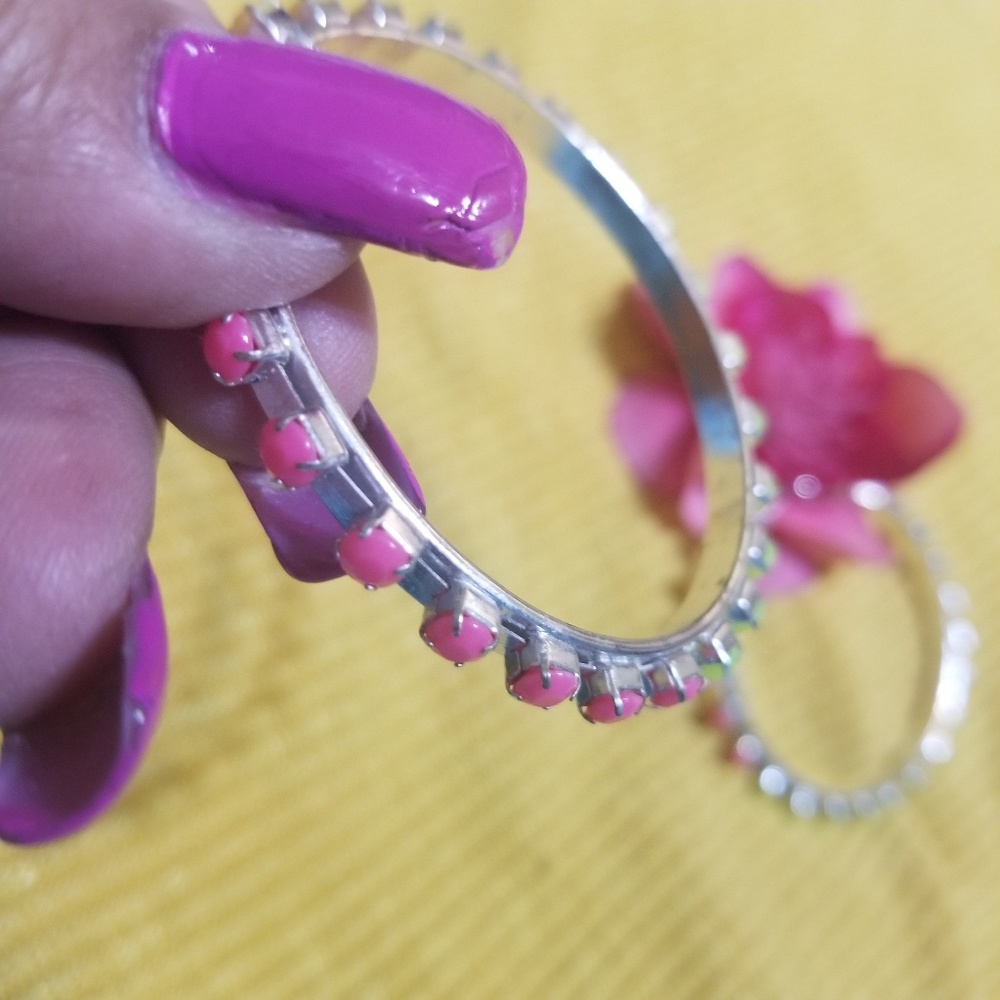 SFL Multi Color Silver Hoops - Picture 3 of 7